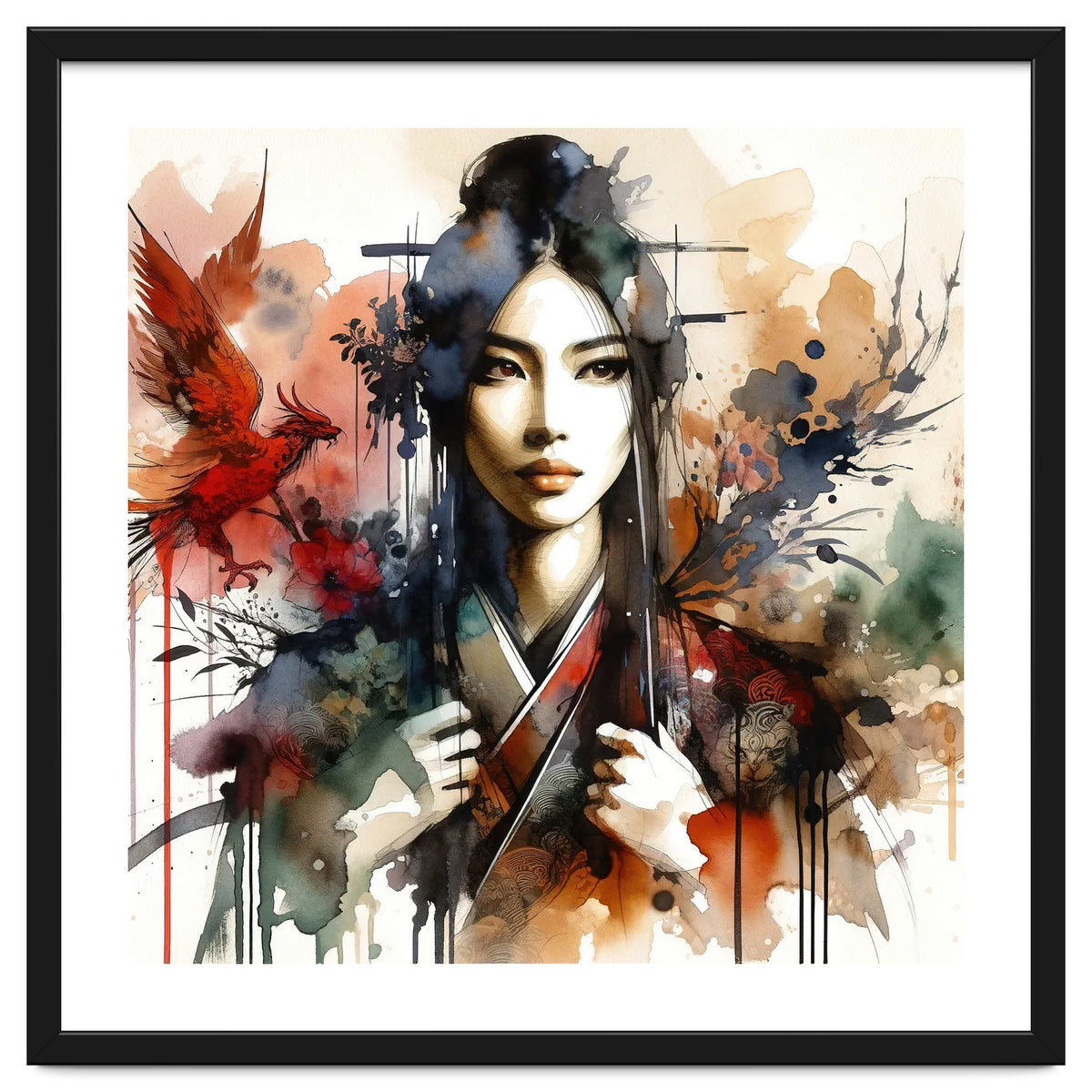 Phoenix Spirit Asian Warrior Portrait