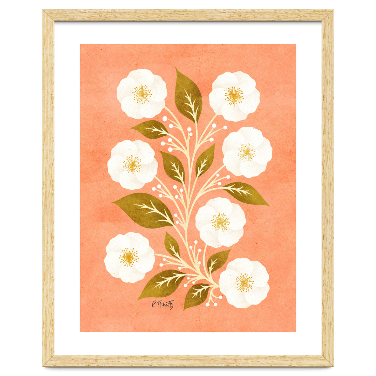 Peach, Ochre And Ivory Floral