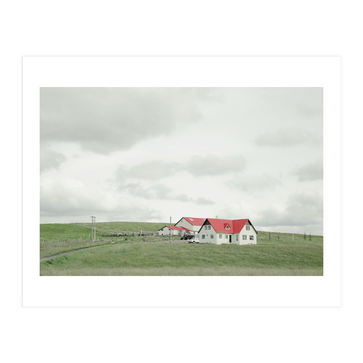 Red roof house on the green hill - Iceland (Print Only)