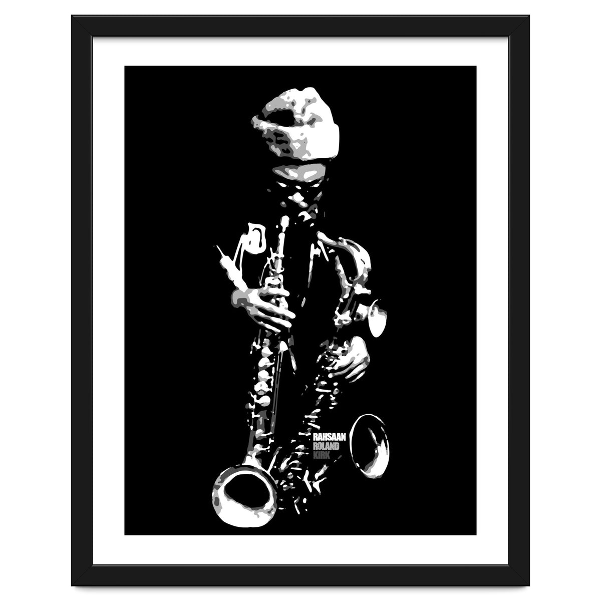 Rahsaan Roland Kirk Jazz Music Legend in Grayscale