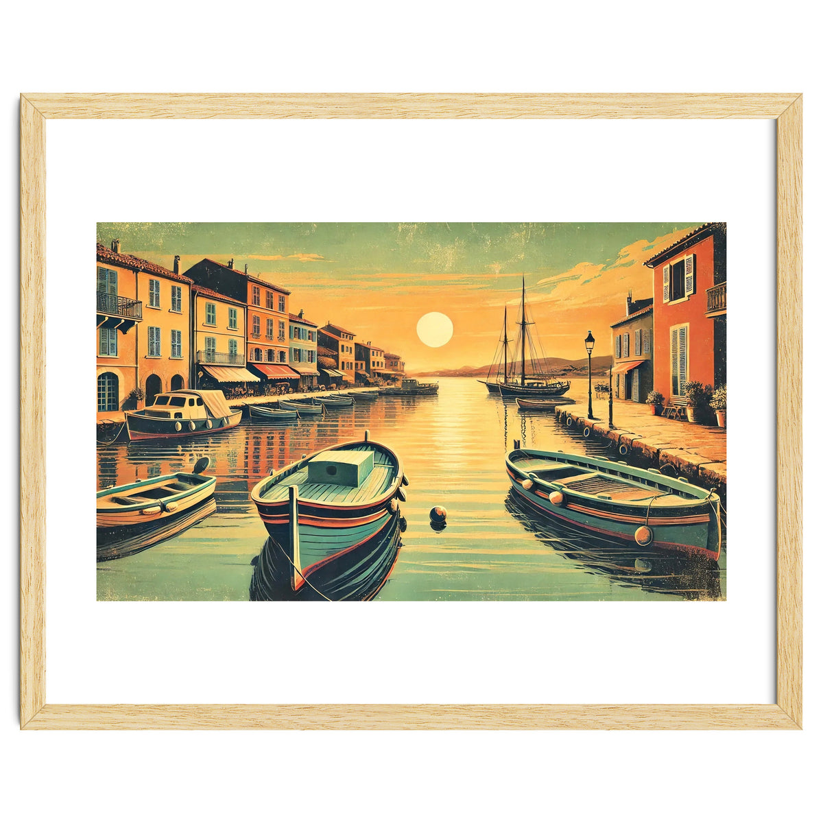 Vintage Harbor Sunset Poster