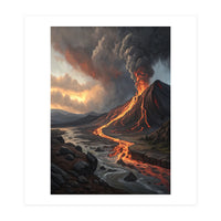 Dramatic Volcanic Eruption Landscape Art (Print Only)