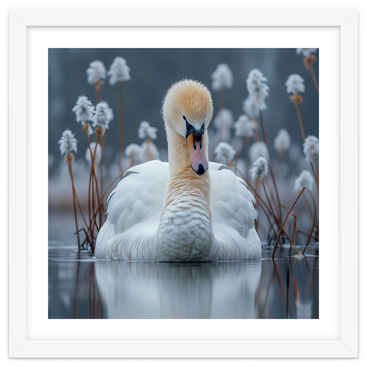 Swan Floating Serene On Calm Water