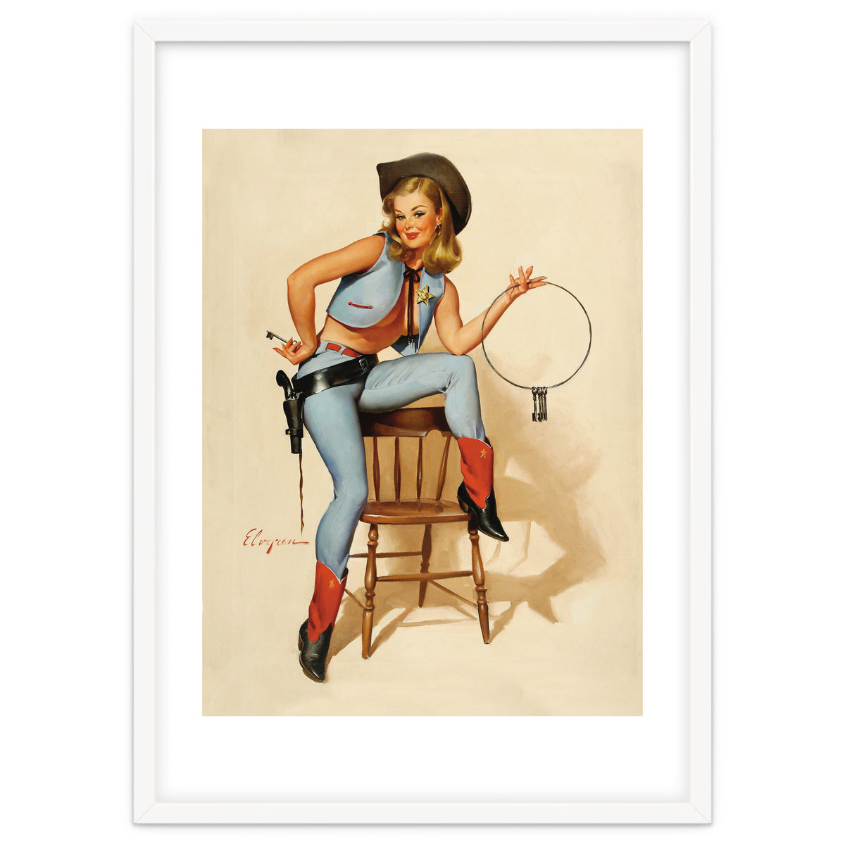 Pinup Cowgirl With A Key