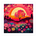 Folk Sunset Blossoming Tree (Print Only) thumbnail
