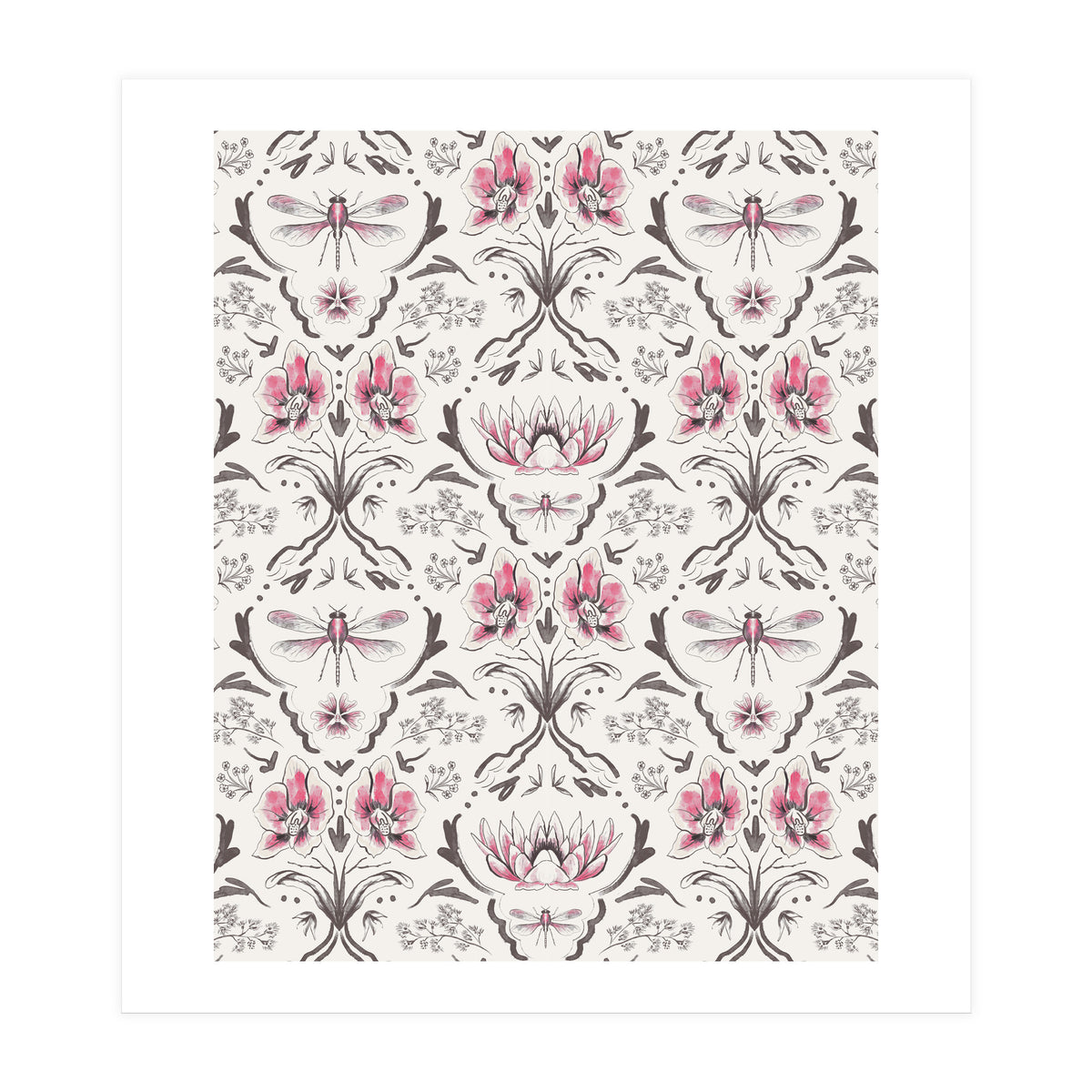 Bohemian Garden Pink Pattern (Print Only)