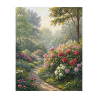 Sunlit Spring Garden Path Oil Painting (Print Only)