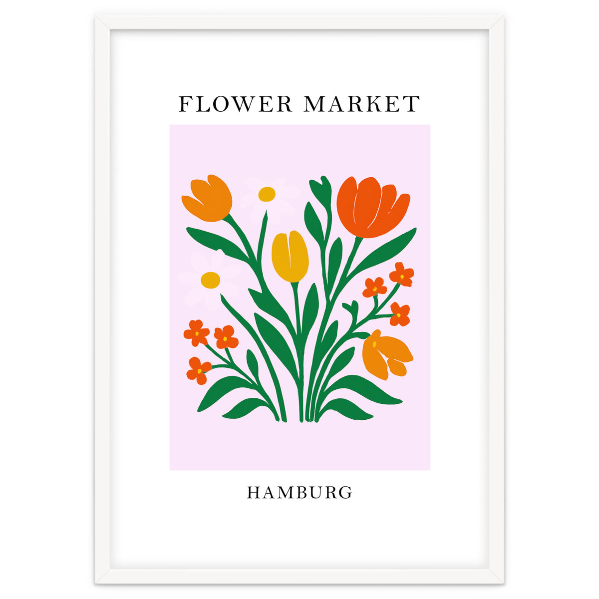 Hamburg Flower Market - Vibrant Modern Folk Art Print