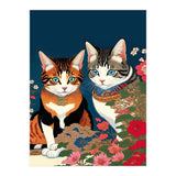 The Perfect Companion, Cute Cats Japanese Pets, Whimsical Animals Cat Vintage Love Friends Together (Print Only) thumbnail