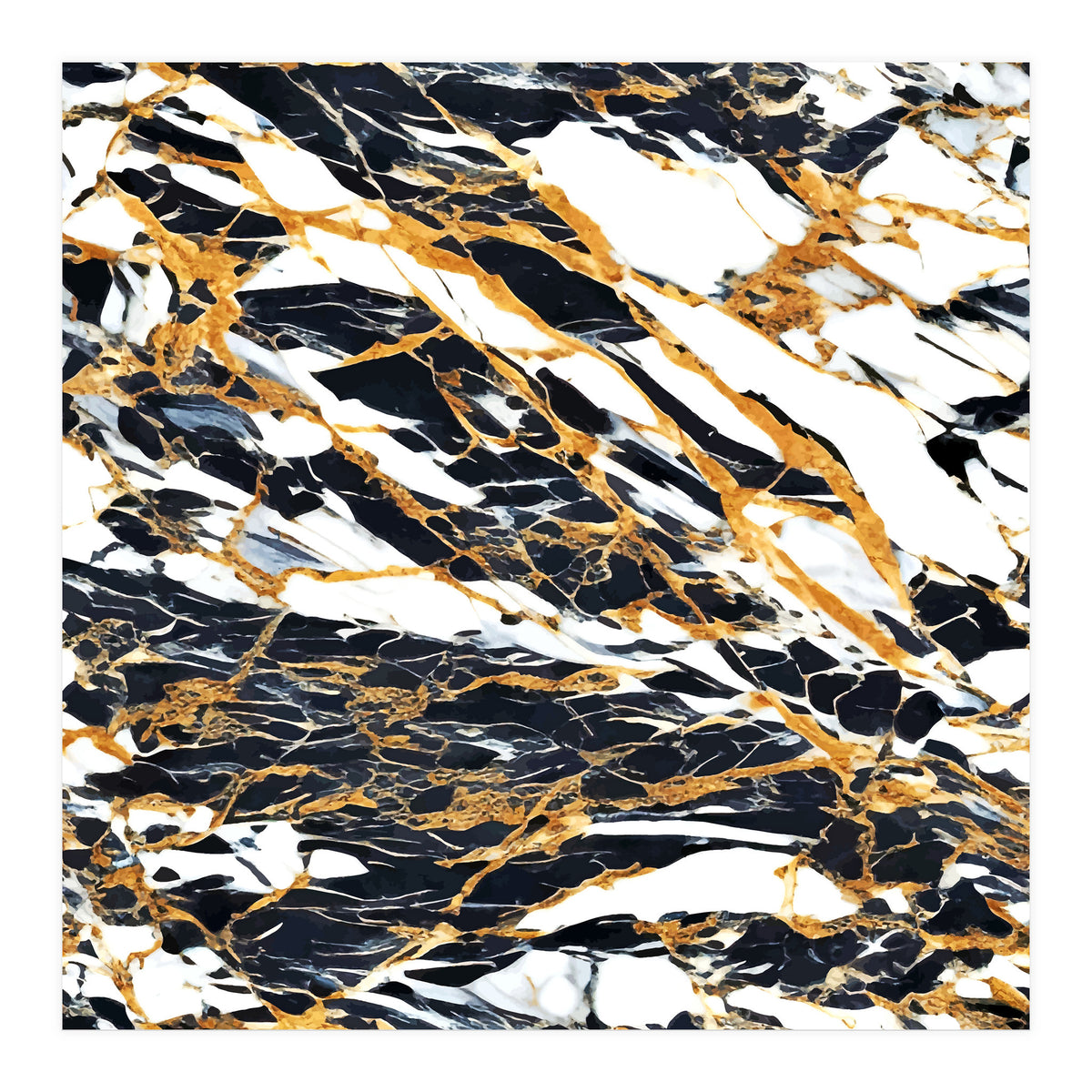 Painted Black Gold & White Marble, Luxe Exotic Eclectic Texture Pattern, Precious Stones Painting (Print Only)