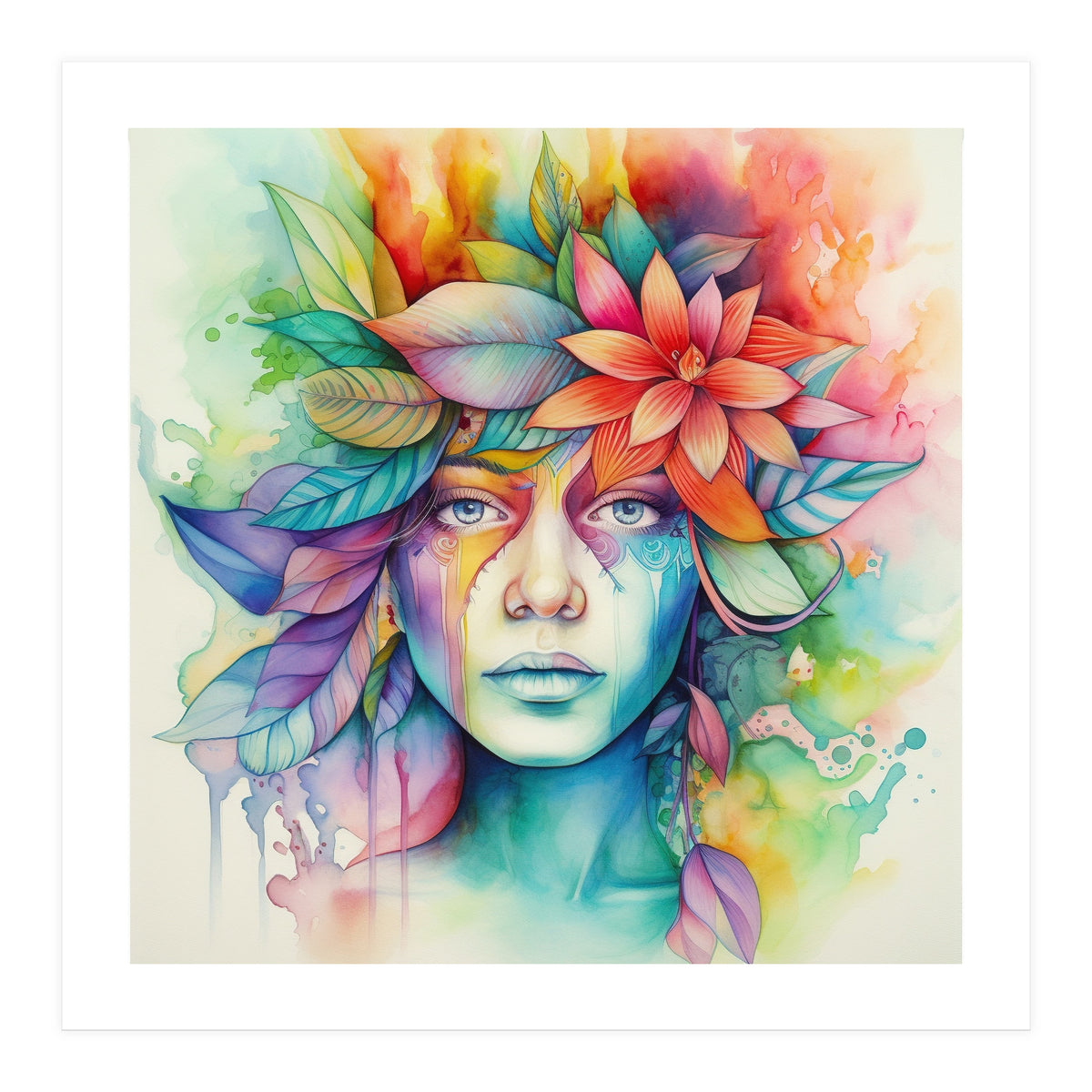 Watercolor Tropical Woman #2 (Print Only)