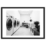 Minimalist Black and White Laundry Room Art, Washing Machine Photography thumbnail