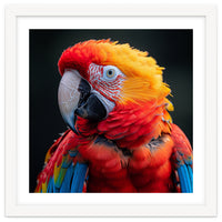 Scarlet Macaw Parrot Portrait Vivid Colors