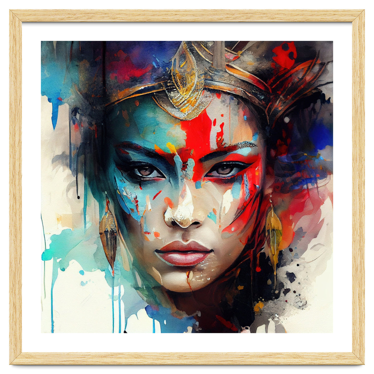 Crowned Mask Asian Warrior Portrait