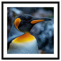 Close Up Of King Penguin In The Rain