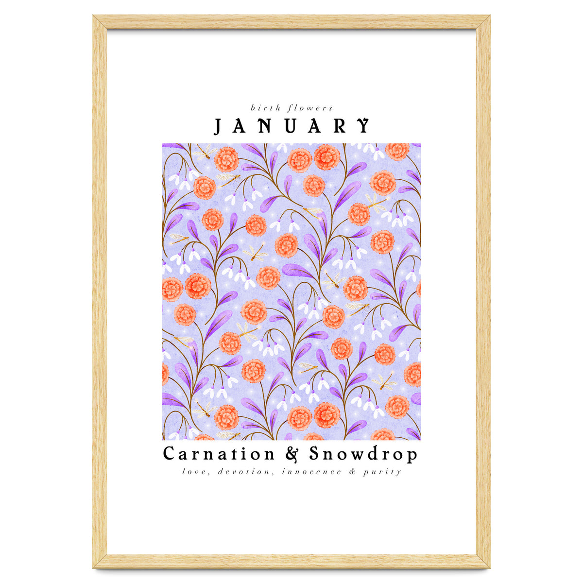 Carnation & Snowdrop January Birth Flower
