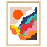Head In The Clouds, Positivity Nature Sunrise Sunset, Sky Bohemian Comic Retro Eclectic Illustration thumbnail