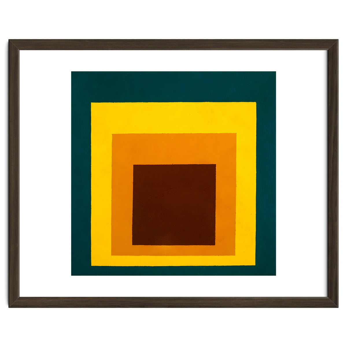 JOSEF ALBERS - HOMAGE TO THE SQUARE DARK GREEN YELLOW ORANGE BROWN