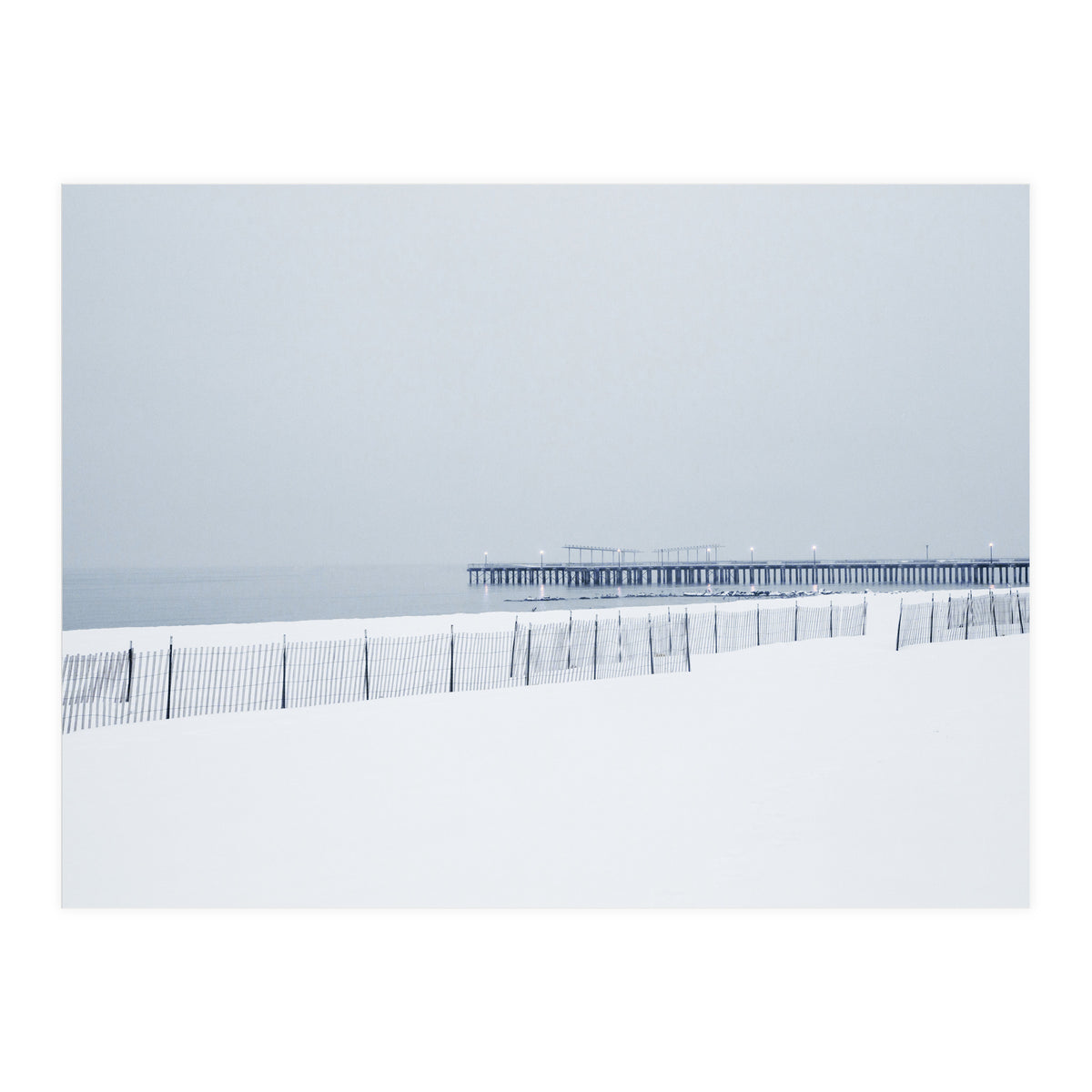 Pier in the winter seascape (Print Only)