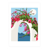 Bougainvillea Arch, Greece Santorini Architecture Travel, Summer Botanical Nature Bohemian, Eclectic Boho (Print Only) thumbnail