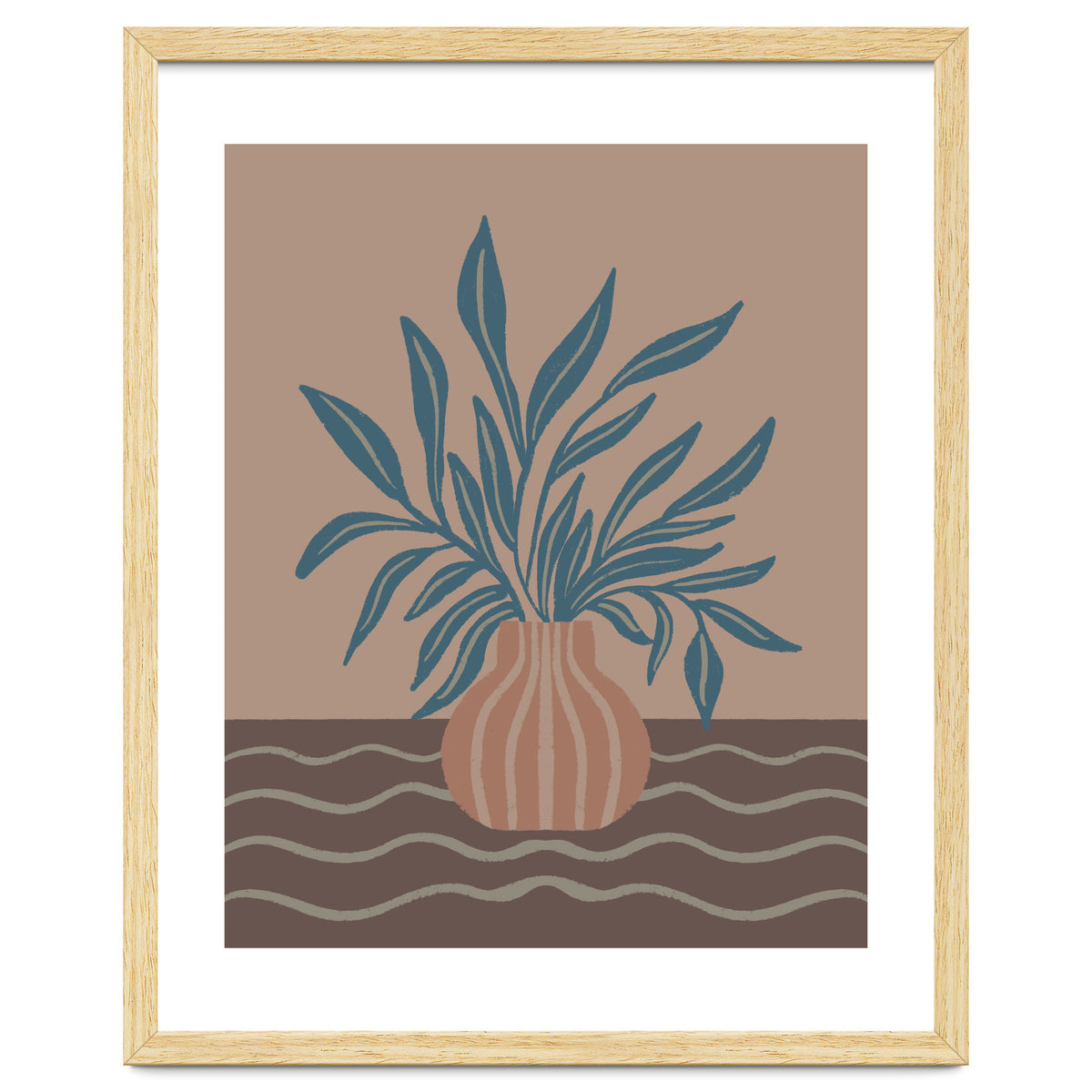 Modern Vase with Tropical Leaves
