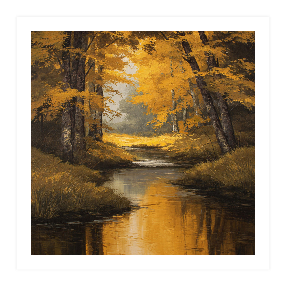 Golden Autumn Forest River (Print Only)
