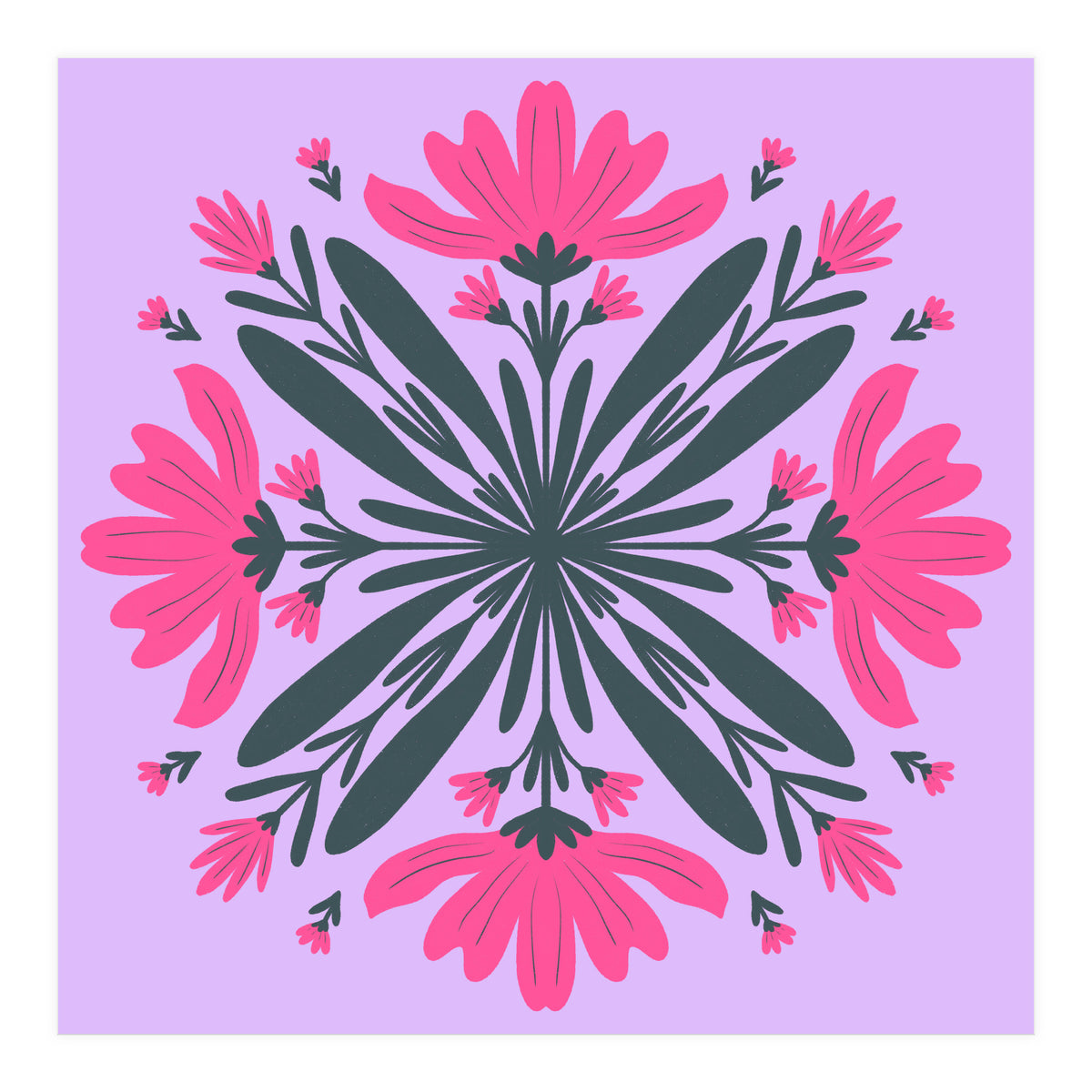 Magenta mandala flowers (Print Only)