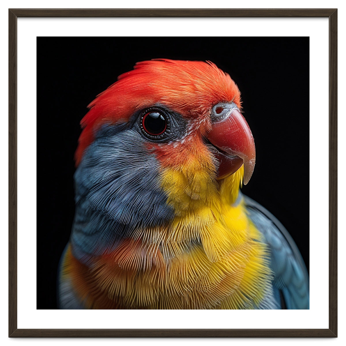 Close Up Colorful Parrot Portrait Vivid Plumage