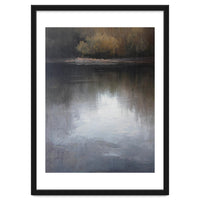 Atmospheric Golden Autumn Forest Reflection Oil Painting