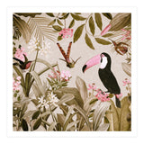 Vintage Exotic Birds Sepia Rainforest Flower Jungle (Print Only) thumbnail