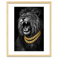 Bejweled hyper-realistic lion photography,diamond fangs portrait