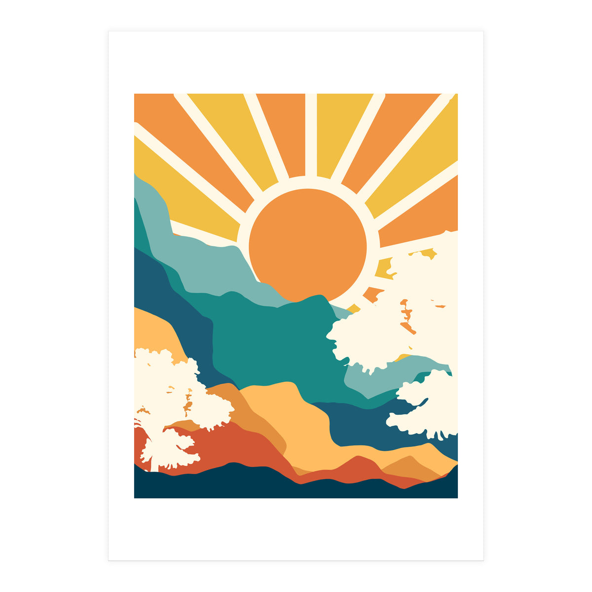 Sunrise Mindset, Positivity Optimism Self Love Self Care Growth, Nature Retro Eclectic Bohemian Peace Contemporary (Print Only)