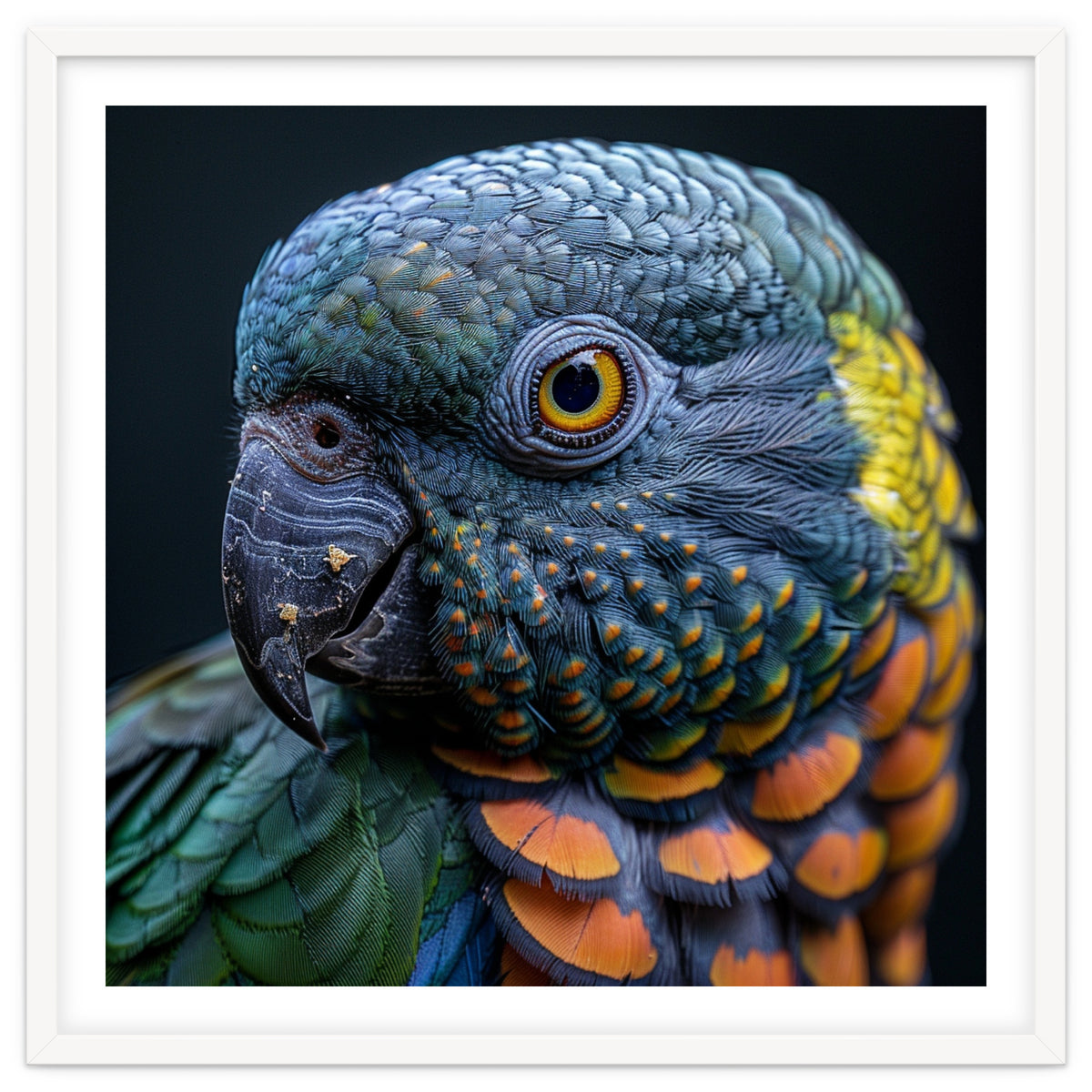 Close Up Portrait Of A Colorful Parrot's Face