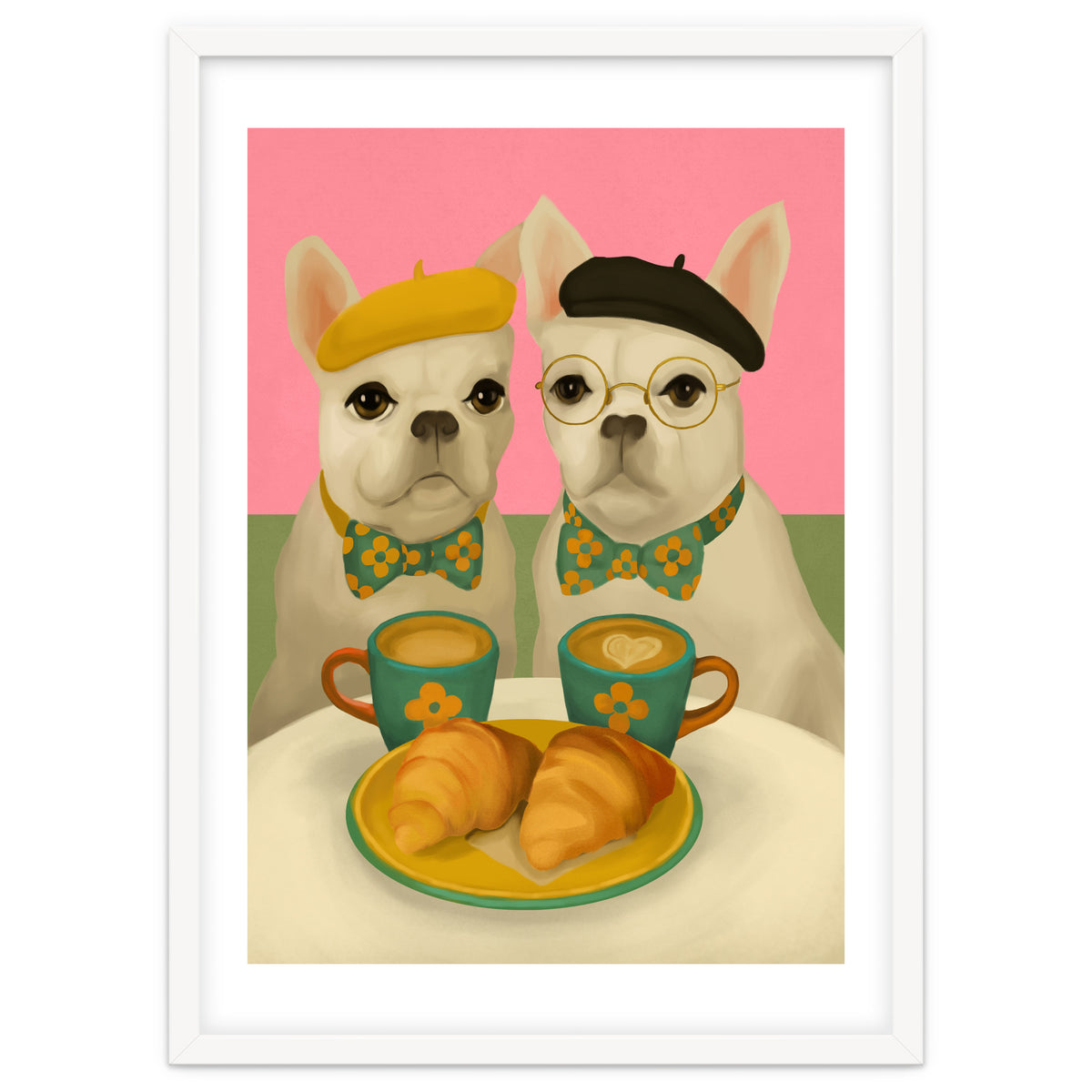 French Bulldogs At Breakfast Café