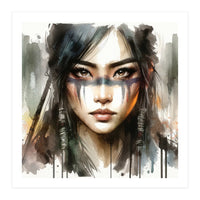 Ethereal Asian Warrior Gaze (Print Only)