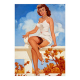 Beautiful Pinup Girl Posing On A Fence (Print Only) thumbnail