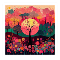 Folk Sunset Forest In Bloom (Print Only)