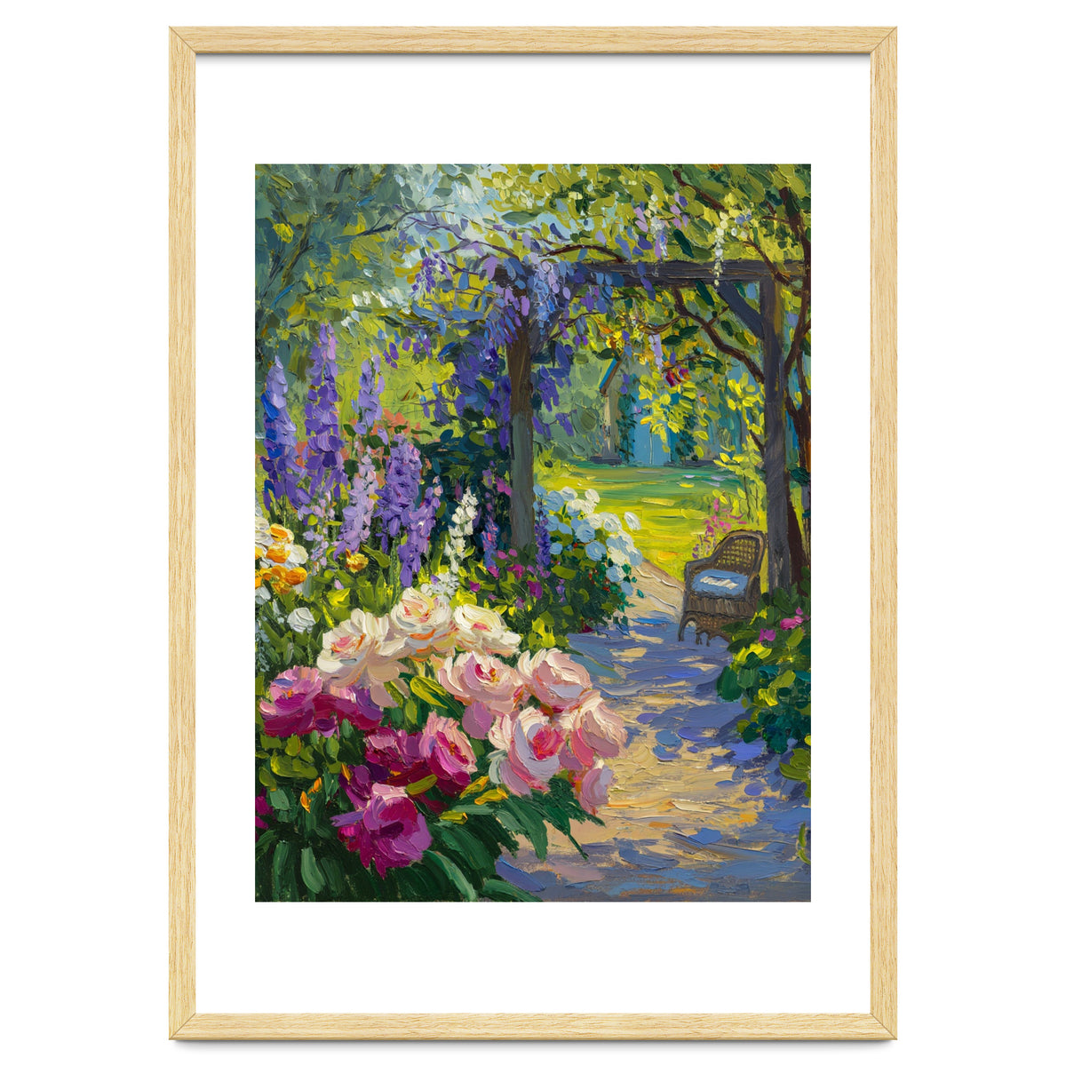 Serene Summer Garden Path Oil Painting