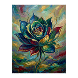 Enchanted Teal and Gold Rose Impasto Oil Painting (Print Only) thumbnail