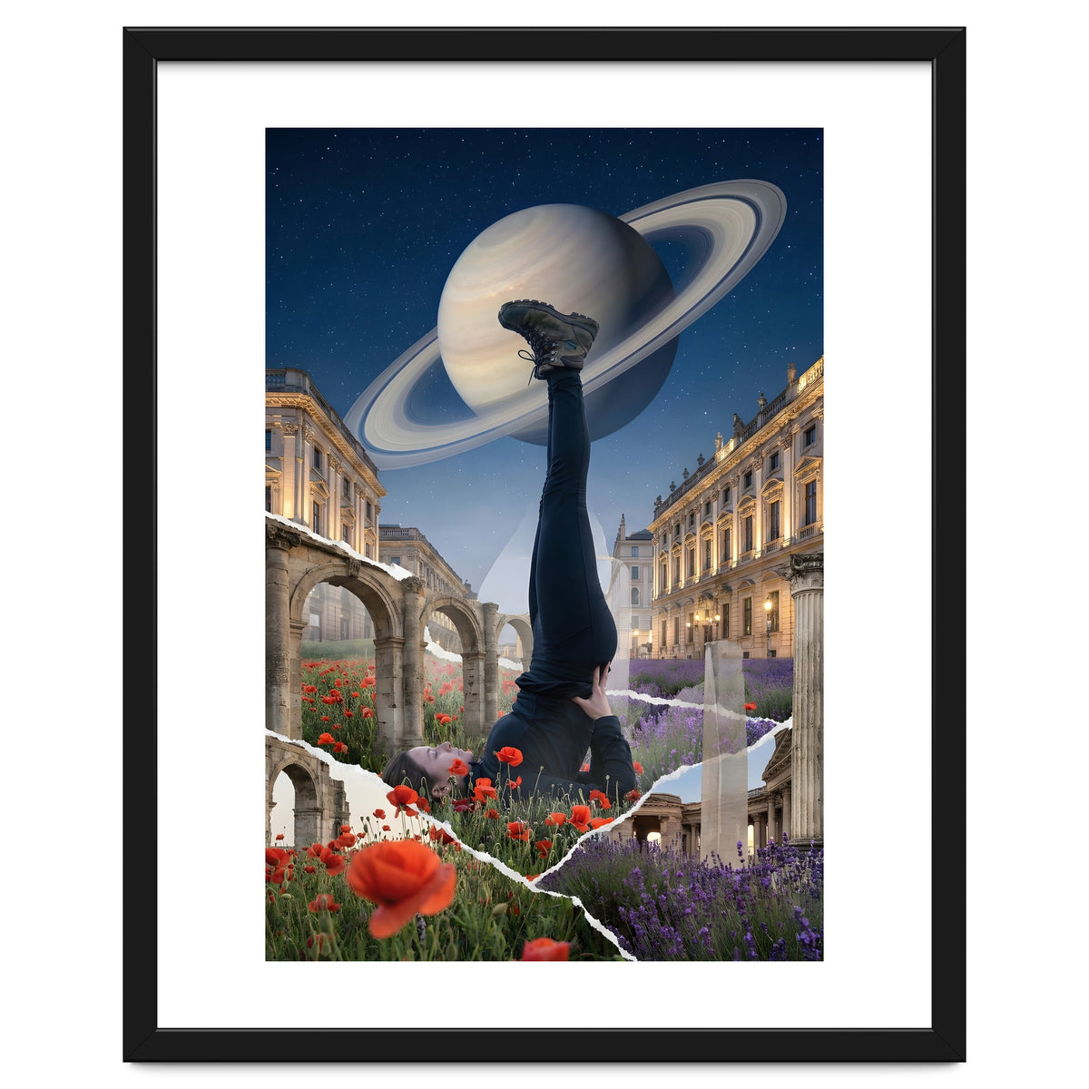 Cosmic Balance: Surreal Yoga in Ancient Dreamscapes