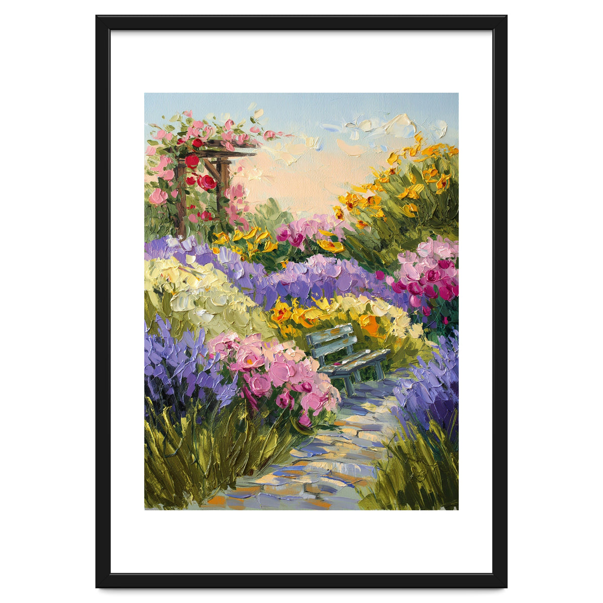 Serene Summer Garden Path Oil Painting