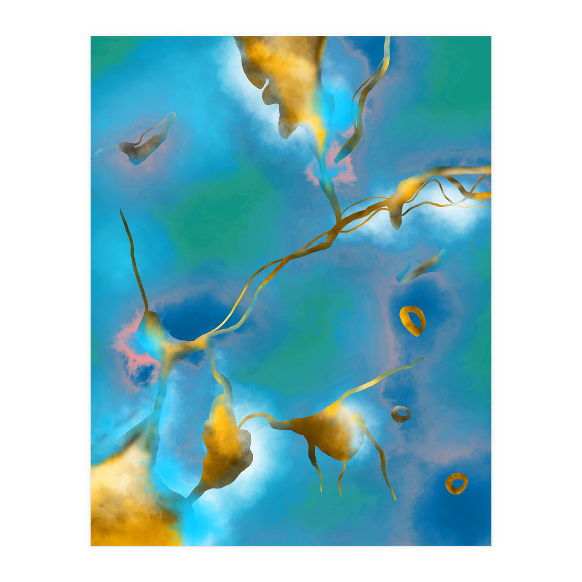 In My Veins, Abstract Marble Gold Texture, Eclectic Painting Resin Bohemian, Contemporary Luxe Chic Luxury (Print Only)