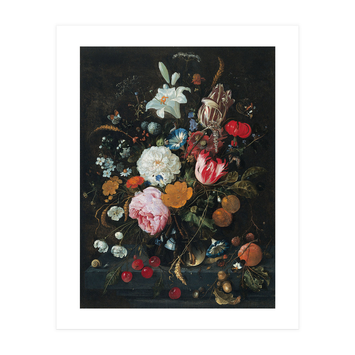 Jan Davidsz. de Heem (Utrecht, 1606-Amberes, 1683/4). Flowers in a glass Vase with Fruit (ca. 166... (Print Only)