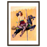Pinup Sexy Girl Riding A Wooden Horse thumbnail