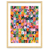 Life On A Checkboard, Abstract Maximalism Eclectic Painting, Bohemian Pop Of Color Illustration thumbnail