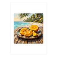 Tropical Mango Beach Oil Painting  (Print Only)