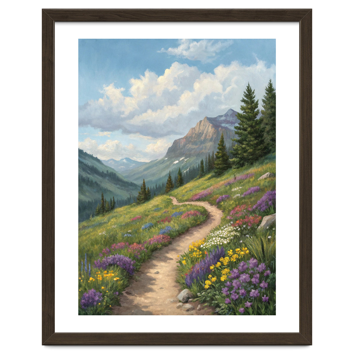 Serene Alpine Path Through Summer Wildflowers