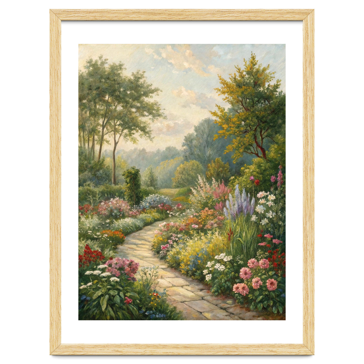 Enchanted English Cottage Garden Oil Painting