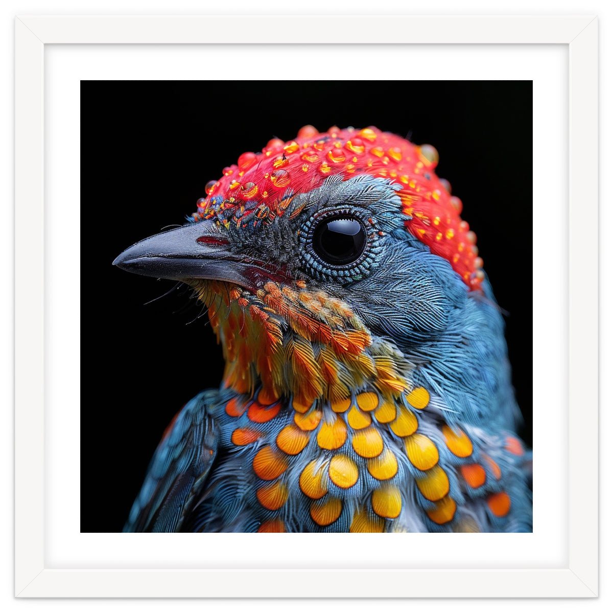 Close Up Of Colorful Bird With Water Droplets