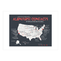 USA Map of Alien First Contacts in Movies (Print Only)